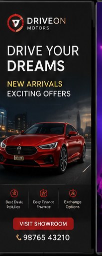 DriveOn Motors sample ad creative: new arrivals and exciting offers