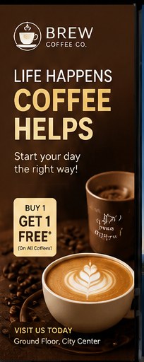 Brew Coffee Co sample ad creative: Buy 1 Get 1 Free