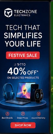 TechZone Electronics sample ad creative: festive sale up to 40% off