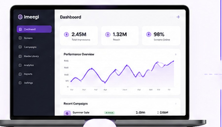 Imeegi dashboard showing campaign impressions, reach, and performance analytics
